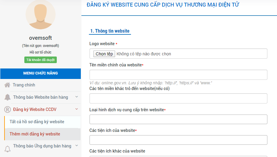 Quy trình đăng ký website với Bộ công thương miễn phí (Dành cho Website TMĐT cung cấp dịch vụ)