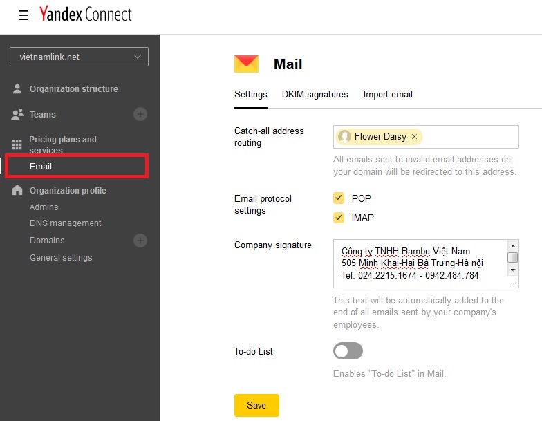Hướng dẫn cách tạo email theo tên miền riêng miễn phí với Yandex.com